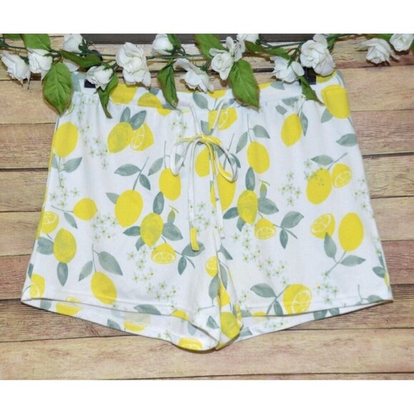 Cute Free Press Elastic Waist Pull On Ribbed Shorts Size M Lemon Pattern - Picture 1 of 8